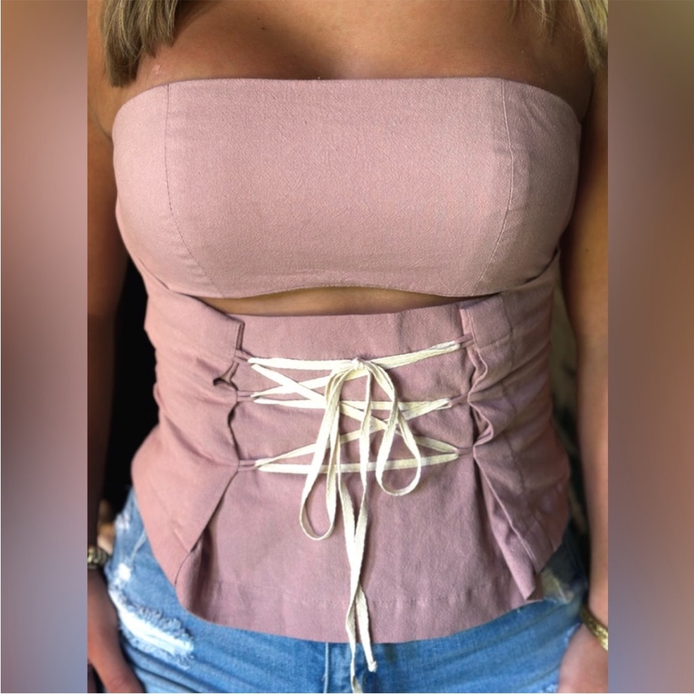 NWOT Free People Criss Cross Corset Top Size L